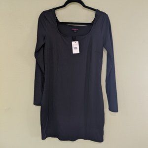 Material Girl classic black ribbed dress. (L) New